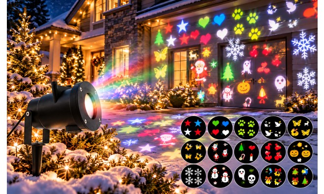 Kültéri LED karácsonyi és ünnepi fényprojektor