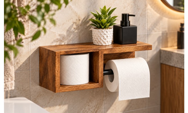 Fali WC-papír tartó tárolópolccal