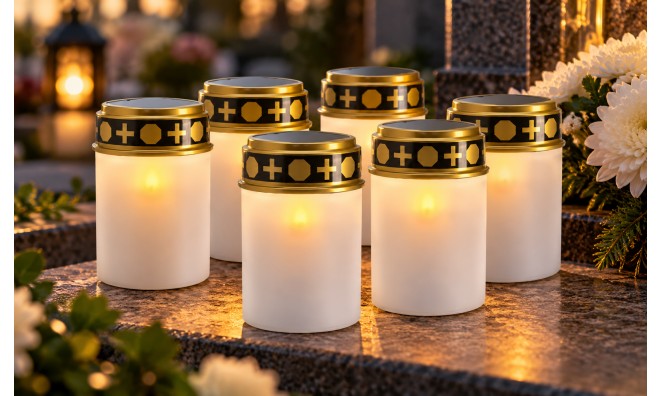 Elemes LED-es temetői sírmécses 2