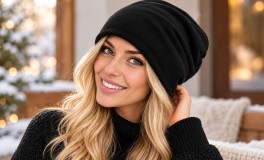 Trizand Fekete Unisex Téli Sapka Polár Béléssel